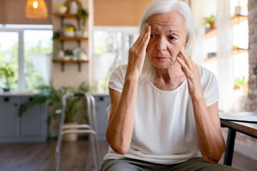 Ilustração de um cérebro com sinais de alerta do Alzheimer
