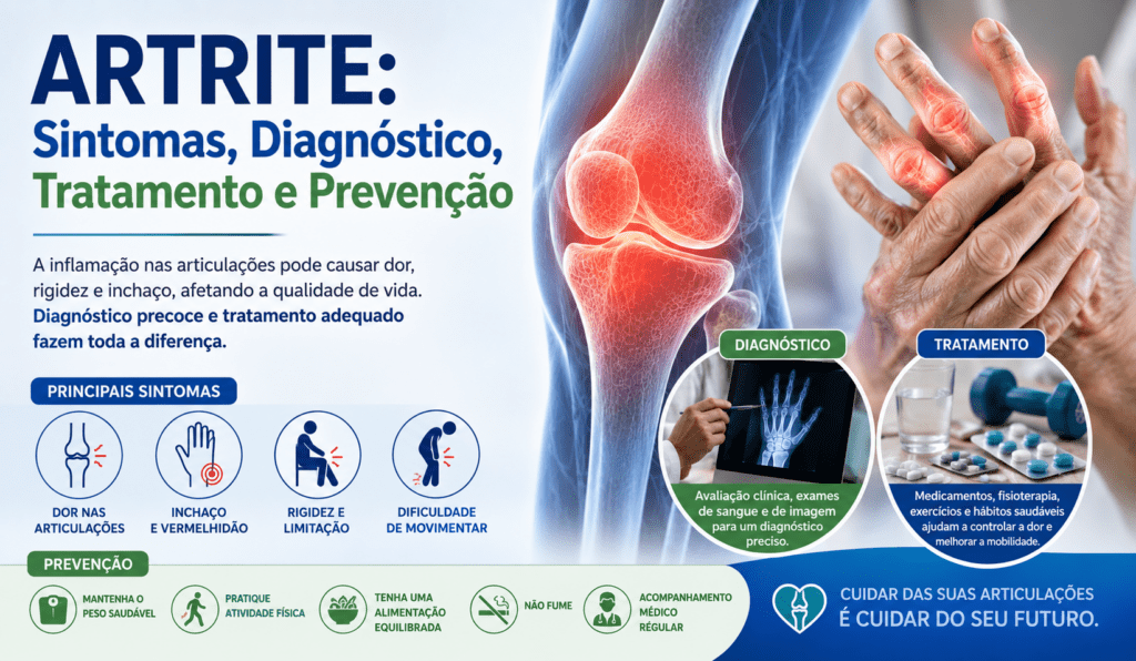 Ilustração mostrando articulação inflamada afetada pela artrite