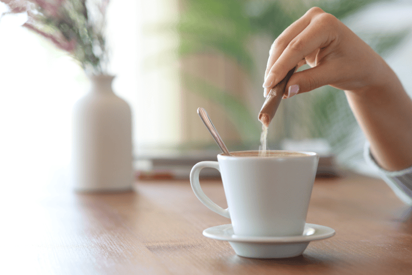 Representação dos efeitos da sucralose e estévia na microbiota intestinal